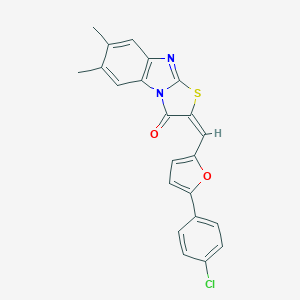 molecular formula C22H15ClN2O2S B393950 2-{[5-(4-chlorophenyl)-2-furyl]methylene}-6,7-dimethyl[1,3]thiazolo[3,2-a]benzimidazol-3(2H)-one 