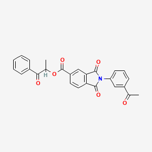 molecular formula C26H19NO6 B3939512 1-methyl-2-oxo-2-phenylethyl 2-(3-acetylphenyl)-1,3-dioxo-5-isoindolinecarboxylate 