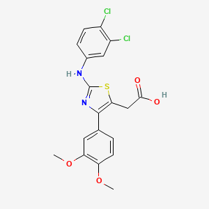 molecular formula C19H16Cl2N2O4S B3939514 [2-[(3,4-dichlorophenyl)amino]-4-(3,4-dimethoxyphenyl)-1,3-thiazol-5-yl]acetic acid 