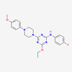 molecular formula C22H25FN6O2 B3939537 4-ethoxy-N-(4-fluorophenyl)-6-[4-(4-methoxyphenyl)-1-piperazinyl]-1,3,5-triazin-2-amine 
