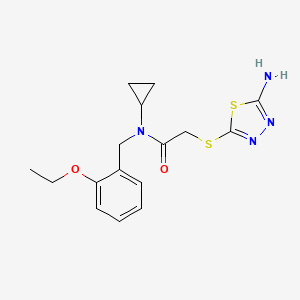 molecular formula C16H20N4O2S2 B3939548 2-[(5-amino-1,3,4-thiadiazol-2-yl)thio]-N-cyclopropyl-N-(2-ethoxybenzyl)acetamide 