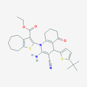 ethyl 2-[2-amino-4-[5-(tert-butyl)-2-thienyl]-3-cyano-5-oxo-5,6,7,8-tetrahydro-1(4H)-quinolinyl]-5,6,7,8-tetrahydro-4H-cyclohepta[b]thiophene-3-carboxylate