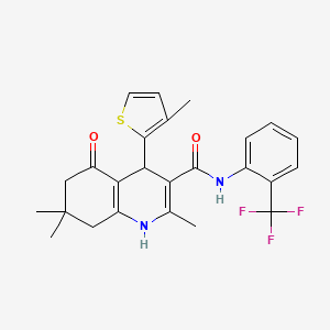 molecular formula C25H25F3N2O2S B3939604 2,7,7-trimethyl-4-(3-methyl-2-thienyl)-5-oxo-N-[2-(trifluoromethyl)phenyl]-1,4,5,6,7,8-hexahydro-3-quinolinecarboxamide 