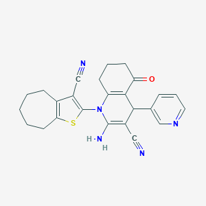 2-[2-amino-3-cyano-5-oxo-4-(3-pyridyl)-5,6,7,8-tetrahydro-1(4H)-quinolinyl]-5,6,7,8-tetrahydro-4H-cyclohepta[b]thiophen-3-yl cyanide
