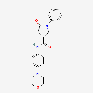 molecular formula C21H23N3O3 B3939645 N-[4-(4-morpholinyl)phenyl]-5-oxo-1-phenyl-3-pyrrolidinecarboxamide 