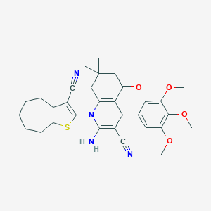 2-[2-amino-3-cyano-7,7-dimethyl-5-oxo-4-(3,4,5-trimethoxyphenyl)-5,6,7,8-tetrahydro-1(4H)-quinolinyl]-5,6,7,8-tetrahydro-4H-cyclohepta[b]thiophen-3-yl cyanide