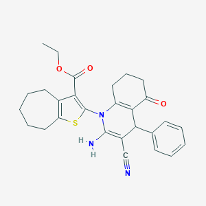 ethyl 2-[2-amino-3-cyano-5-oxo-4-phenyl-5,6,7,8-tetrahydro-1(4H)-quinolinyl]-5,6,7,8-tetrahydro-4H-cyclohepta[b]thiophene-3-carboxylate