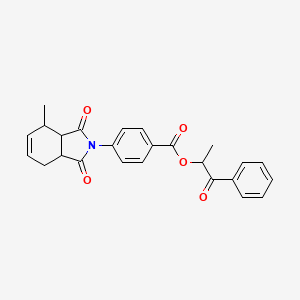 molecular formula C25H23NO5 B3939700 1-methyl-2-oxo-2-phenylethyl 4-(4-methyl-1,3-dioxo-1,3,3a,4,7,7a-hexahydro-2H-isoindol-2-yl)benzoate 