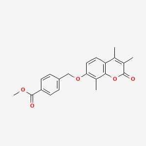 molecular formula C21H20O5 B3939712 methyl 4-{[(3,4,8-trimethyl-2-oxo-2H-chromen-7-yl)oxy]methyl}benzoate 