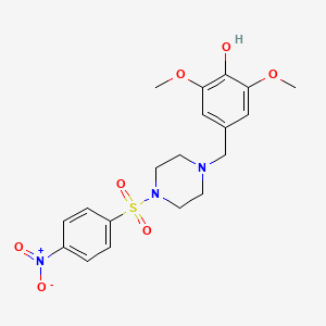 molecular formula C19H23N3O7S B3939720 2,6-dimethoxy-4-({4-[(4-nitrophenyl)sulfonyl]-1-piperazinyl}methyl)phenol 