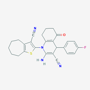 2-amino-1-(3-cyano-5,6,7,8-tetrahydro-4H-cyclohepta[b]thiophen-2-yl)-4-(4-fluorophenyl)-5-oxo-1,4,5,6,7,8-hexahydroquinoline-3-carbonitrile