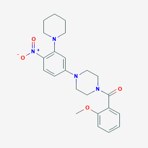 molecular formula C23H28N4O4 B3939751 1-(2-methoxybenzoyl)-4-[4-nitro-3-(1-piperidinyl)phenyl]piperazine 