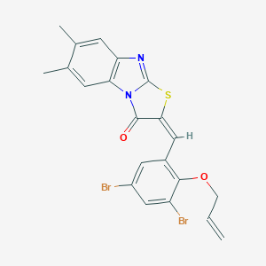 molecular formula C21H16Br2N2O2S B393976 2-[2-(allyloxy)-3,5-dibromobenzylidene]-6,7-dimethyl[1,3]thiazolo[3,2-a]benzimidazol-3(2H)-one 