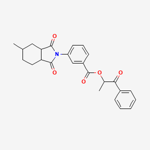molecular formula C25H25NO5 B3939764 1-methyl-2-oxo-2-phenylethyl 3-(5-methyl-1,3-dioxooctahydro-2H-isoindol-2-yl)benzoate 