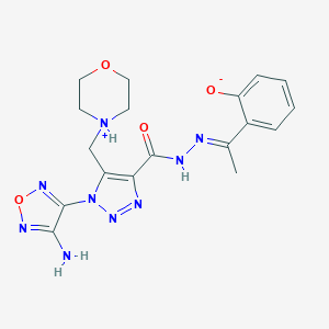 molecular formula C18H21N9O4 B393977 2-[(E)-N-[[1-(4-amino-1,2,5-oxadiazol-3-yl)-5-(morpholin-4-ium-4-ylmethyl)triazole-4-carbonyl]amino]-C-methylcarbonimidoyl]phenolate 
