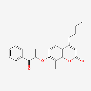 molecular formula C23H24O4 B3939813 4-butyl-8-methyl-7-(1-methyl-2-oxo-2-phenylethoxy)-2H-chromen-2-one 