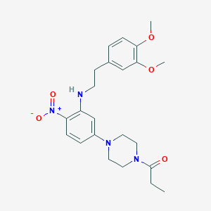 N-[2-(3,4-dimethoxyphenyl)ethyl]-2-nitro-5-(4-propionyl-1-piperazinyl)aniline