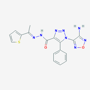 molecular formula C17H14N8O2S B393983 1-(4-amino-1,2,5-oxadiazol-3-yl)-5-phenyl-N'-[1-(2-thienyl)ethylidene]-1H-1,2,3-triazole-4-carbohydrazide 
