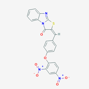 molecular formula C22H12N4O6S B393986 2-(4-{2,4-bisnitrophenoxy}benzylidene)[1,3]thiazolo[3,2-a]benzimidazol-3(2H)-one 