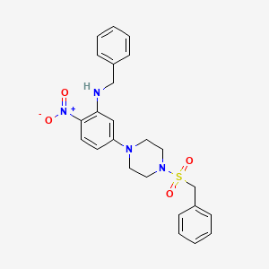 molecular formula C24H26N4O4S B3939873 N-benzyl-5-[4-(benzylsulfonyl)-1-piperazinyl]-2-nitroaniline 