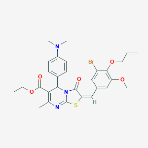 molecular formula C29H30BrN3O5S B393989 ethyl 2-[4-(allyloxy)-3-bromo-5-methoxybenzylidene]-5-[4-(dimethylamino)phenyl]-7-methyl-3-oxo-2,3-dihydro-5H-[1,3]thiazolo[3,2-a]pyrimidine-6-carboxylate 