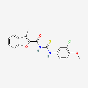molecular formula C18H15ClN2O3S B3939900 N-{[(3-chloro-4-methoxyphenyl)amino]carbonothioyl}-3-methyl-1-benzofuran-2-carboxamide 