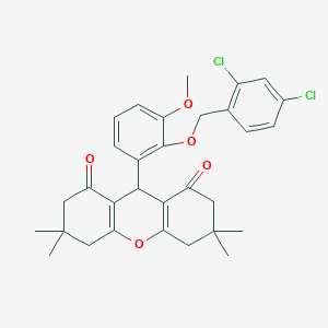molecular formula C31H32Cl2O5 B393991 9-{2-[(2,4-dichlorobenzyl)oxy]-3-methoxyphenyl}-3,3,6,6-tetramethyl-3,4,5,6,7,9-hexahydro-1H-xanthene-1,8(2H)-dione 
