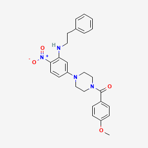 molecular formula C26H28N4O4 B3939927 5-[4-(4-methoxybenzoyl)-1-piperazinyl]-2-nitro-N-(2-phenylethyl)aniline 