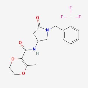 3-methyl-N-{5-oxo-1-[2-(trifluoromethyl)benzyl]-3-pyrrolidinyl}-5,6-dihydro-1,4-dioxine-2-carboxamide