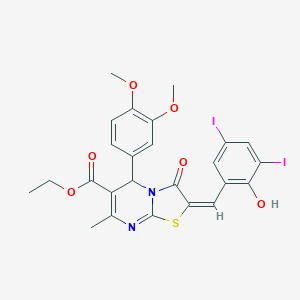 ethyl 5-(3,4-dimethoxyphenyl)-2-(2-hydroxy-3,5-diiodobenzylidene)-7-methyl-3-oxo-2,3-dihydro-5H-[1,3]thiazolo[3,2-a]pyrimidine-6-carboxylate
