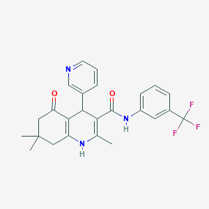 molecular formula C25H24F3N3O2 B3939965 2,7,7-trimethyl-5-oxo-4-(3-pyridinyl)-N-[3-(trifluoromethyl)phenyl]-1,4,5,6,7,8-hexahydro-3-quinolinecarboxamide 