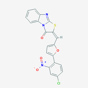molecular formula C20H10ClN3O4S B393999 2-[(5-{4-chloro-2-nitrophenyl}-2-furyl)methylene][1,3]thiazolo[3,2-a]benzimidazol-3(2H)-one 