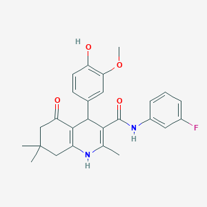 molecular formula C26H27FN2O4 B3940010 N-(3-fluorophenyl)-4-(4-hydroxy-3-methoxyphenyl)-2,7,7-trimethyl-5-oxo-1,4,5,6,7,8-hexahydro-3-quinolinecarboxamide CAS No. 421567-02-4
