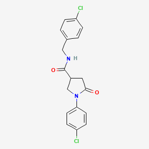 molecular formula C18H16Cl2N2O2 B3940024 N-(4-chlorobenzyl)-1-(4-chlorophenyl)-5-oxo-3-pyrrolidinecarboxamide 