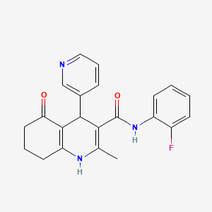 molecular formula C22H20FN3O2 B3940054 N-(2-fluorophenyl)-2-methyl-5-oxo-4-(3-pyridinyl)-1,4,5,6,7,8-hexahydro-3-quinolinecarboxamide 