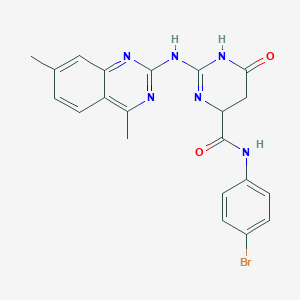 molecular formula C21H19BrN6O2 B3940071 N-(4-bromophenyl)-2-[(4,7-dimethyl-2-quinazolinyl)amino]-6-oxo-1,4,5,6-tetrahydro-4-pyrimidinecarboxamide 