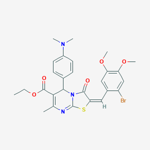 molecular formula C27H28BrN3O5S B394010 ethyl 2-(2-bromo-4,5-dimethoxybenzylidene)-5-[4-(dimethylamino)phenyl]-7-methyl-3-oxo-2,3-dihydro-5H-[1,3]thiazolo[3,2-a]pyrimidine-6-carboxylate 