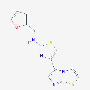 molecular formula C14H12N4OS2 B3940154 N-(2-furylmethyl)-4-(6-methylimidazo[2,1-b][1,3]thiazol-5-yl)-1,3-thiazol-2-amine 