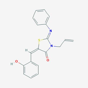 molecular formula C19H16N2O2S B394016 3-Allyl-5-(2-hydroxybenzylidene)-2-(phenylimino)-1,3-thiazolidin-4-one 