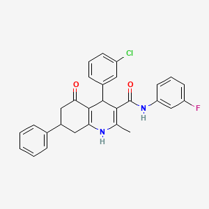 molecular formula C29H24ClFN2O2 B3940189 4-(3-chlorophenyl)-N-(3-fluorophenyl)-2-methyl-5-oxo-7-phenyl-1,4,5,6,7,8-hexahydro-3-quinolinecarboxamide 