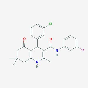 molecular formula C25H24ClFN2O2 B3940215 4-(3-chlorophenyl)-N-(3-fluorophenyl)-2,7,7-trimethyl-5-oxo-1,4,5,6,7,8-hexahydro-3-quinolinecarboxamide 