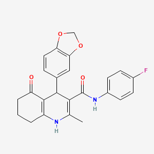 molecular formula C24H21FN2O4 B3940217 4-(1,3-benzodioxol-5-yl)-N-(4-fluorophenyl)-2-methyl-5-oxo-1,4,5,6,7,8-hexahydro-3-quinolinecarboxamide 