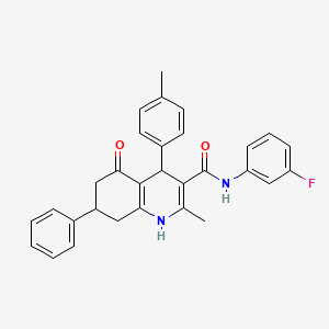 molecular formula C30H27FN2O2 B3940225 N-(3-fluorophenyl)-2-methyl-4-(4-methylphenyl)-5-oxo-7-phenyl-1,4,5,6,7,8-hexahydro-3-quinolinecarboxamide 