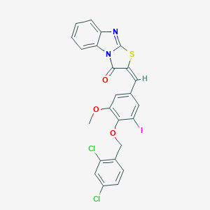 molecular formula C24H15Cl2IN2O3S B394031 2-{4-[(2,4-dichlorobenzyl)oxy]-3-iodo-5-methoxybenzylidene}[1,3]thiazolo[3,2-a]benzimidazol-3(2H)-one 
