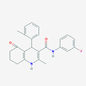 molecular formula C24H23FN2O2 B3940339 N-(3-fluorophenyl)-2-methyl-4-(2-methylphenyl)-5-oxo-1,4,5,6,7,8-hexahydro-3-quinolinecarboxamide 