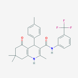 molecular formula C27H27F3N2O2 B3940341 2,7,7-trimethyl-4-(4-methylphenyl)-5-oxo-N-[3-(trifluoromethyl)phenyl]-1,4,5,6,7,8-hexahydro-3-quinolinecarboxamide 