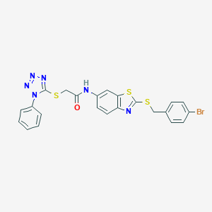N-{2-[(4-bromobenzyl)sulfanyl]-1,3-benzothiazol-6-yl}-2-[(1-phenyl-1H-tetraazol-5-yl)sulfanyl]acetamide