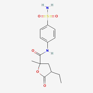 molecular formula C14H18N2O5S B3940369 N-[4-(aminosulfonyl)phenyl]-4-ethyl-2-methyl-5-oxotetrahydro-2-furancarboxamide 