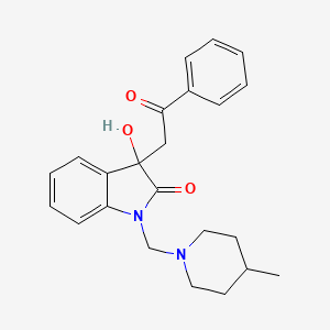 molecular formula C23H26N2O3 B3940375 3-hydroxy-1-[(4-methyl-1-piperidinyl)methyl]-3-(2-oxo-2-phenylethyl)-1,3-dihydro-2H-indol-2-one 