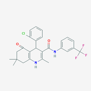 molecular formula C26H24ClF3N2O2 B3940397 4-(2-chlorophenyl)-2,7,7-trimethyl-5-oxo-N-[3-(trifluoromethyl)phenyl]-1,4,5,6,7,8-hexahydro-3-quinolinecarboxamide 